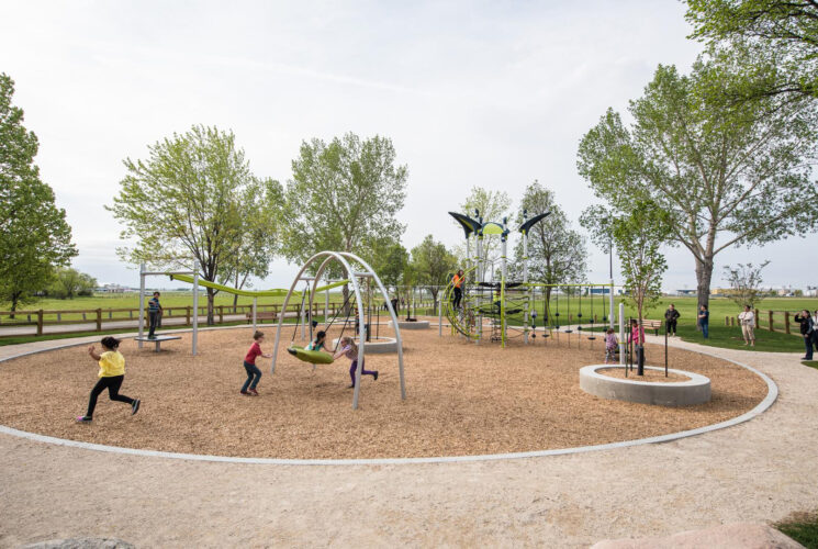 kids using all areas of the Legion Memorial playground
