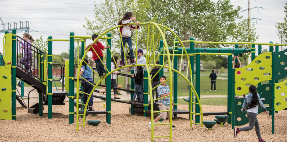Group of kids on playground equipment