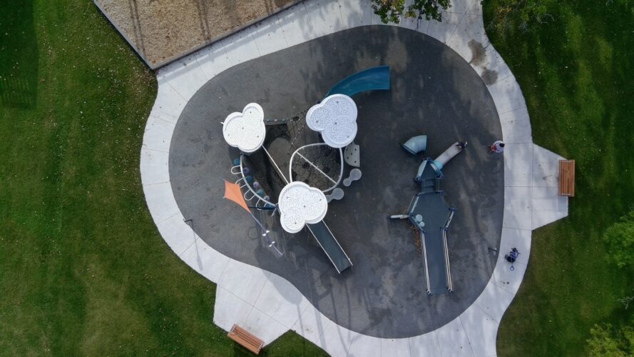 Overhead view of Corydon Community Centre Playground