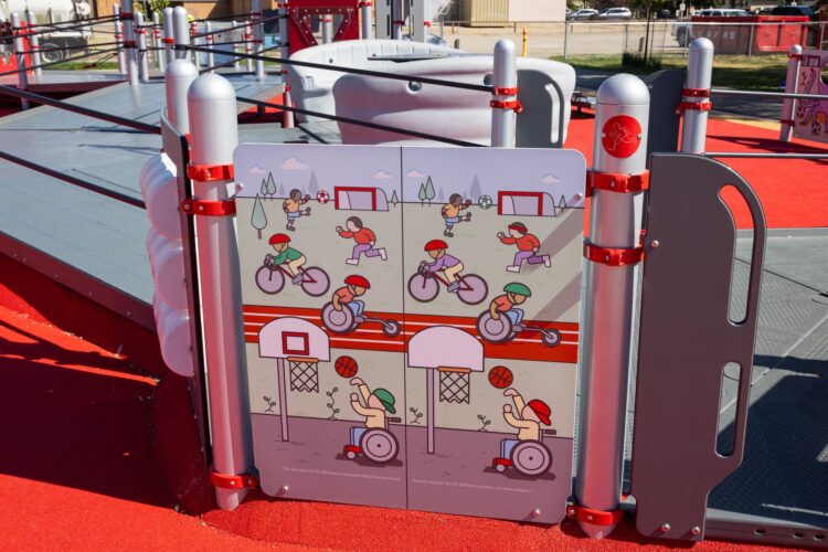 Playground panel with an illustration of kids playing.