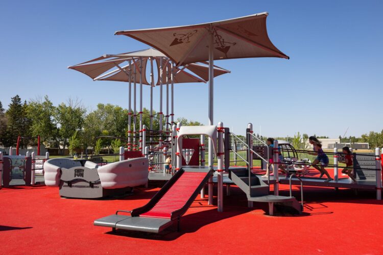 Rollerslide with shade structure above.