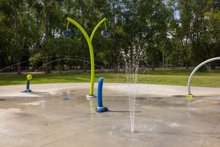 Multiple water features at water park