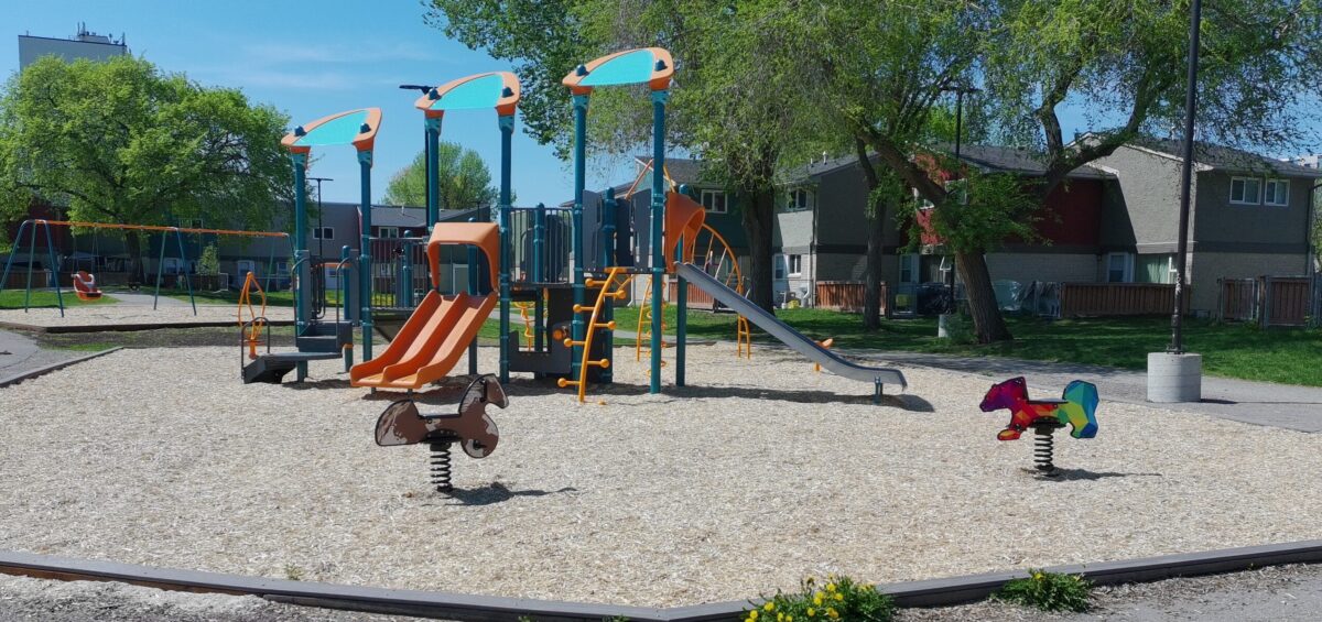 PlayBooster playground equipment at the Manitoba Housing Complex.